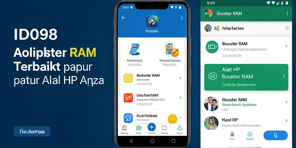 Tampilan antarmuka utama ID098 yang intuitif untuk optimasi RAM.