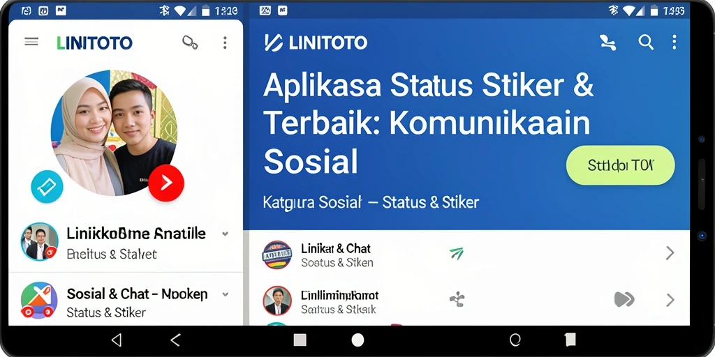 Tampilan antarmuka LINITOTO dengan berbagai stiker menarik.