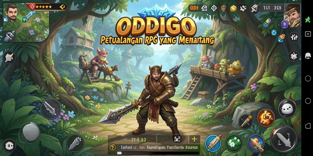 Tampilan antarmuka RPG ODDIGO yang menarik dan interaktif.