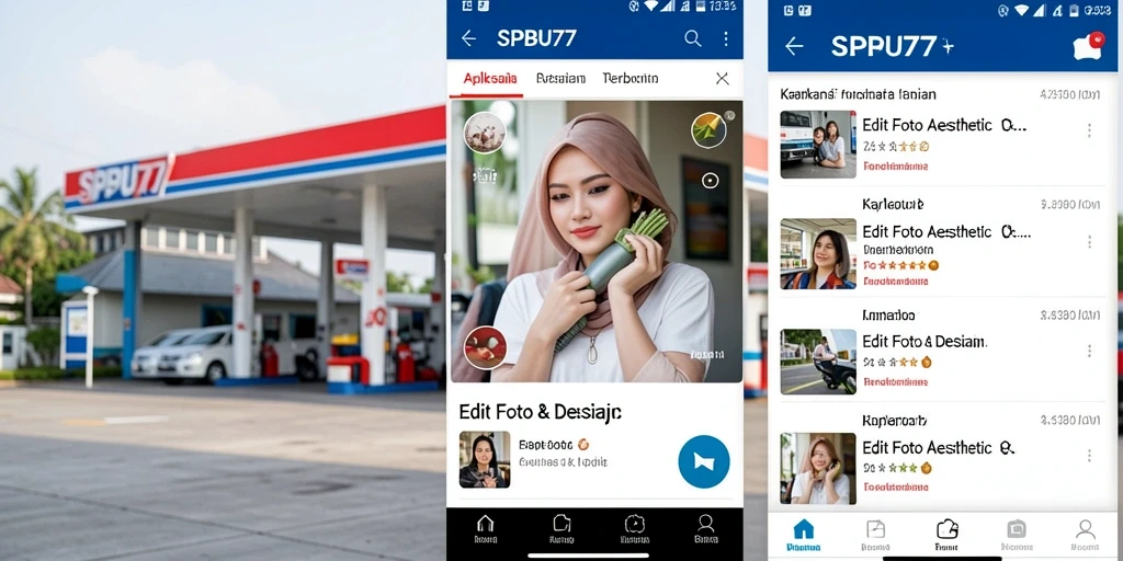 Tampilan antarmuka SPBU77 saat mengedit foto aesthetic.